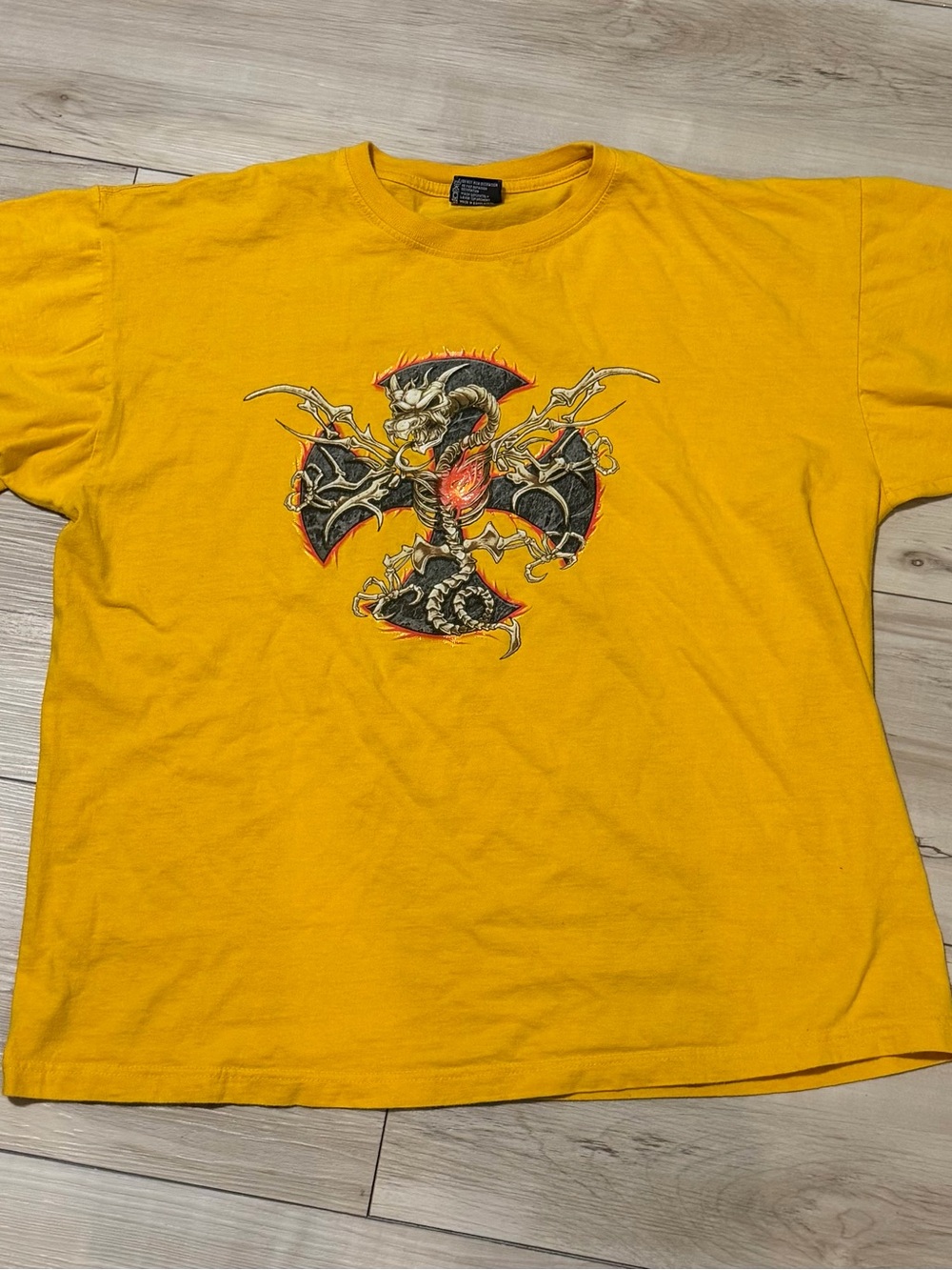 Y2K Style Yellow Graphic Dragon T-Shirt